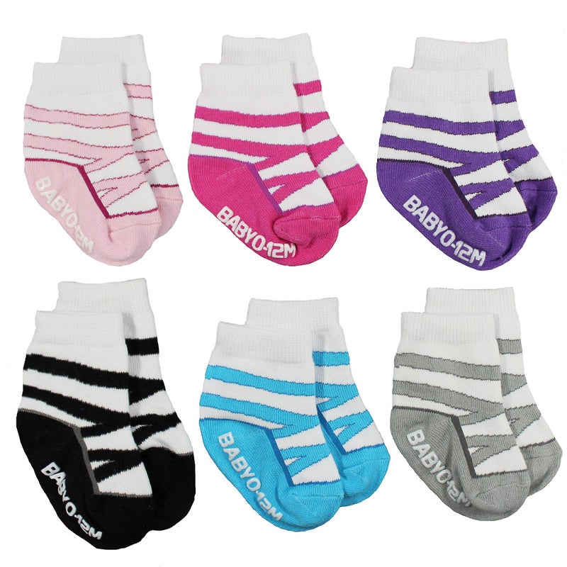 WADDLE Baby Girl Socks That Look Like Ballerina Dance Slippers â€“ 6 Pairs of Non-Skid Ballet Shoe Socks â€“ Fits 0-12 Months - Image 1